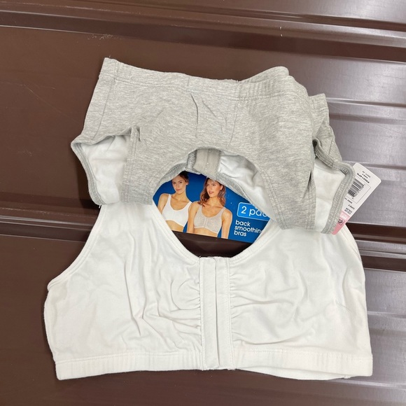 2 pack Front close back smoothing sports bras size 36 white and gray - Picture 2 of 4